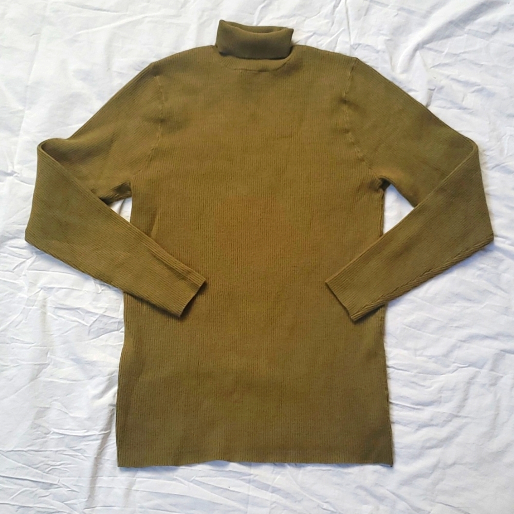 COLLUSION ASOS Olive Green Chartreuse Fall Long Sleeve Soft Turtleneck Sweater